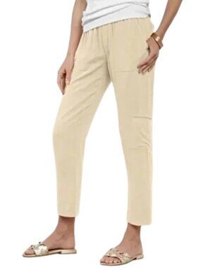 Soft Surroundings Summer Breeze Gauze Crop Pants LG Linen Blend Coastal Cottage